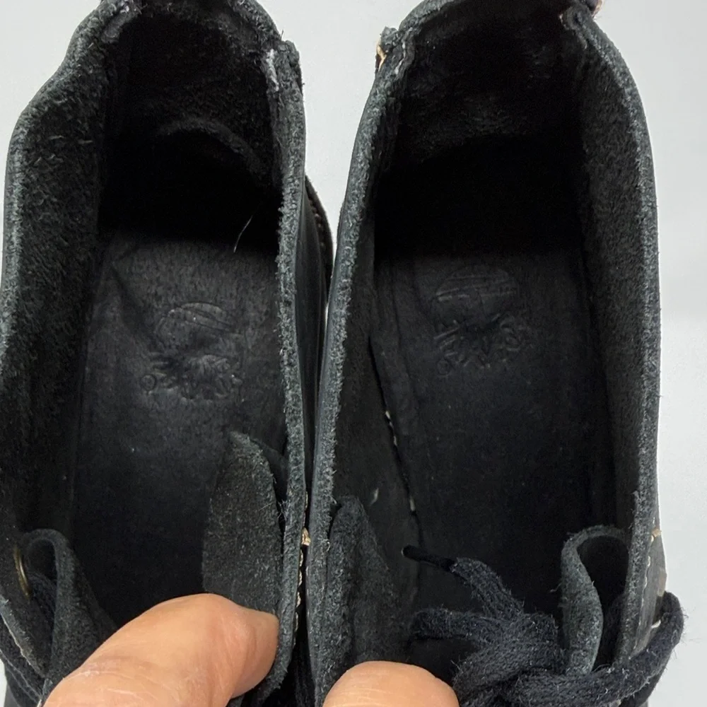 Timberland “wallaby” Black Wedge Leather Ankle Boots Size 9